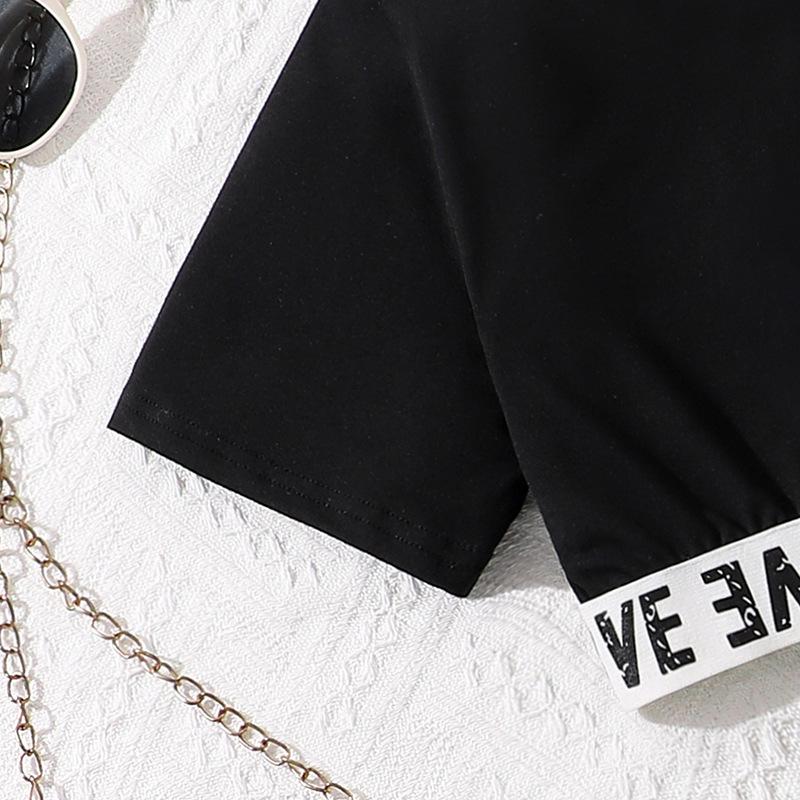 2025 Sommer Mädchen Rock & T-Shirt Set: Koreanischer Arbeitskleidungsstil mit Tasche und Buchstaben-Detail