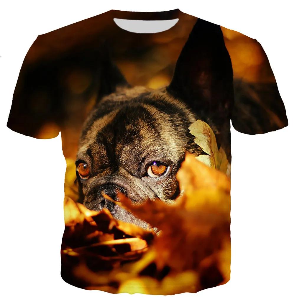 Sommer Rundhals Französische Bulldogge 3D Druck Top Modisch Lässig Kurzärmelig Herren und Damen Unisex T-Shirts