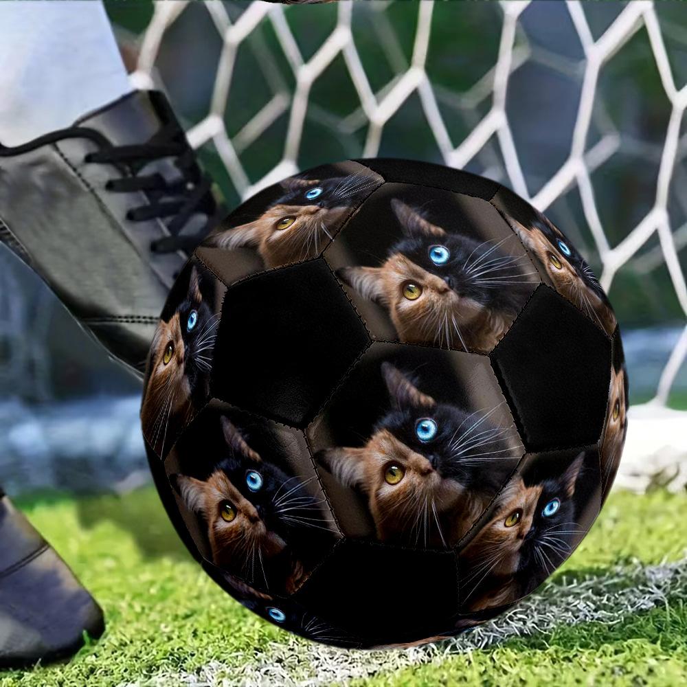 Cat Portrait Customizable photos Size 5 Soccer football Machine Sewn Indoor/Outdoor Training and Matches Customize Exclusive Personalized Name