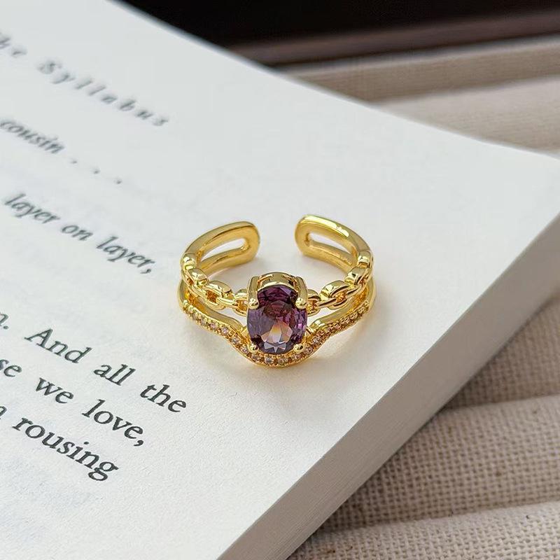 Medieval French Retro Full Diamond Open Ring Fashion High Sense Temperament Niche Design Exquisite Diamond Accessories Women