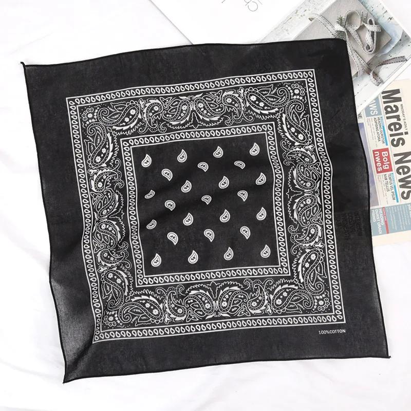 Unisex Hijab Men Women Black Cotton Bandana Hairband Cowboy Biker Sports Headwear Wrist Hairwrap Head Wrap Scarf Paisley Wraps