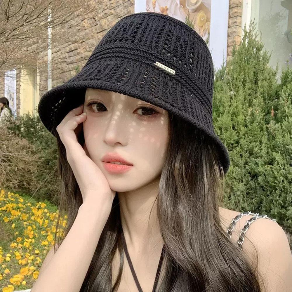 Summer Straw Hat Women Visor Bucket Hat Crochet Fisherman Hat Wide-Brim Sunscreen Beach Hat Foldable Girl Fishing Panama Caps