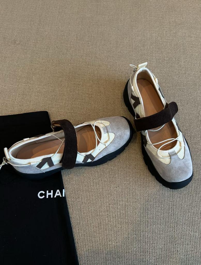 Sheepskin version~ Korean version of niche design ballet sneakers women's 2025 new Velcro Mary Jane shoes