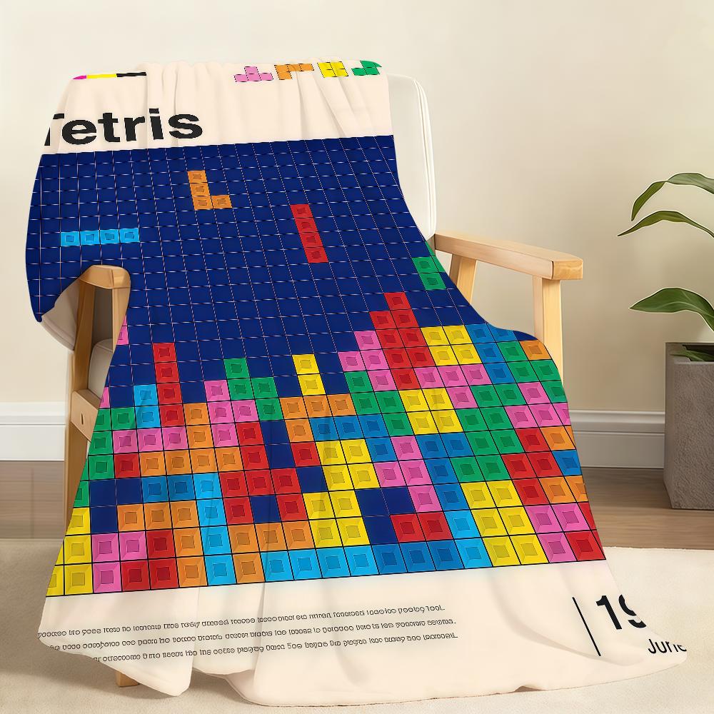 

Hot Game T TetrisS B Block K Blanket Soft Throw Blanket for Home Bedroom Bed Sofa Picnic Travel Office Rest Cover Blanket Gift 75x90cm