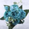 30cm Rose Pink Silk Peony Artificial Flowers Bouquet 5 Big Head Cheap Fake  Wedding Decorate