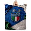 Italy Football Crest Design Flannel Blanket for Bedroom, Living Room, Sofa, and Nap