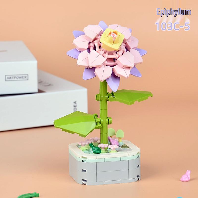 Educational Sunflower & Hibiscus Building Blocks Ornament - Teacher's Day Gift