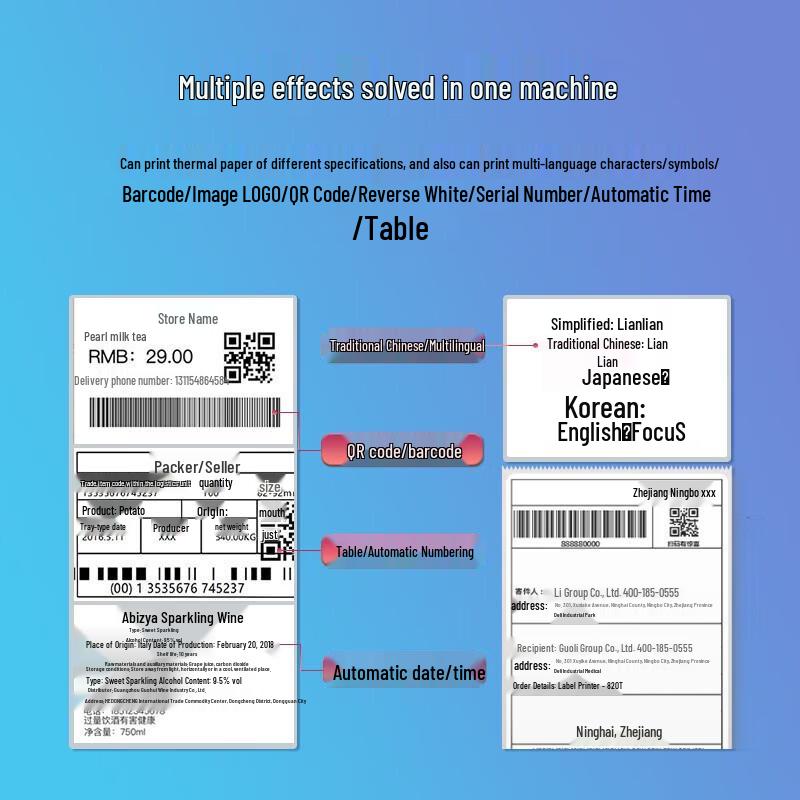 Deli Commercial Thermal Label & Barcode Printer CN Plug (adapter Included)