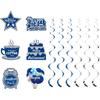Happy Retirement Party Decorations - Retirement Banner Hanging Swirls Kit for Men Women (Blue)