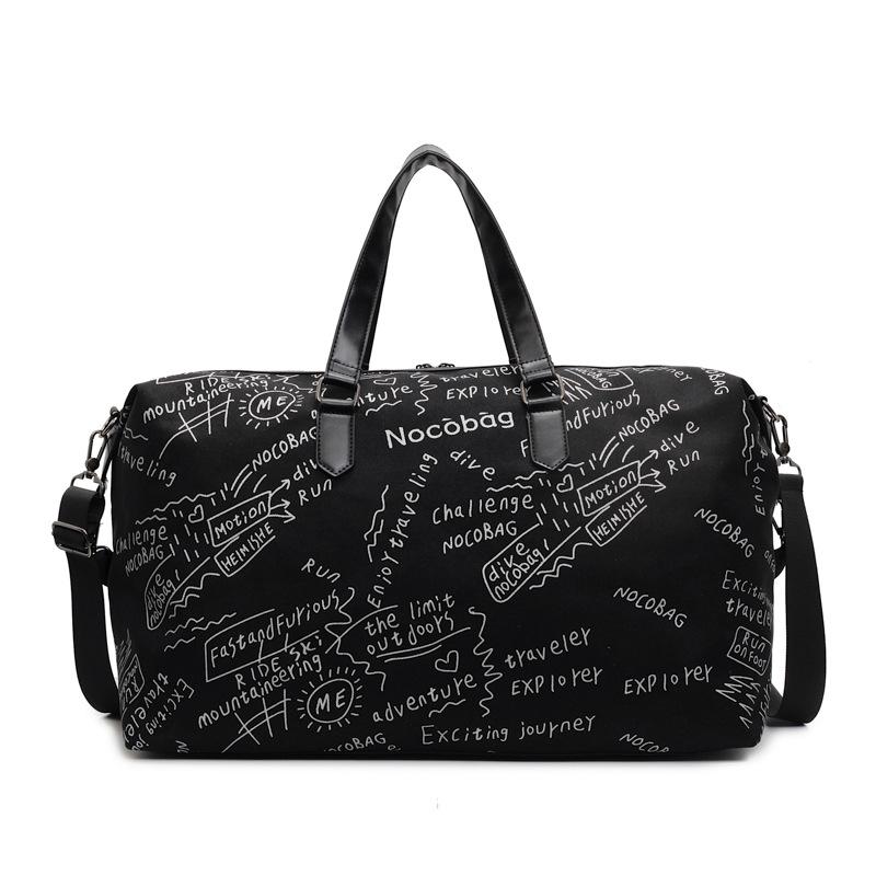 

Дорожная сумка с буквенным принтом для женщин, большая вместимость, мужская многофункциональная спортивная сумка для фитнеса чёрный