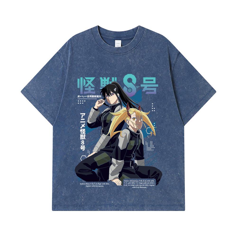 

275 GSM Washed T-shirts 100% Cotton Kaiju No 8 V13 Print Unisex Heavy Cotton T Shirt 2XL королівський синій колір