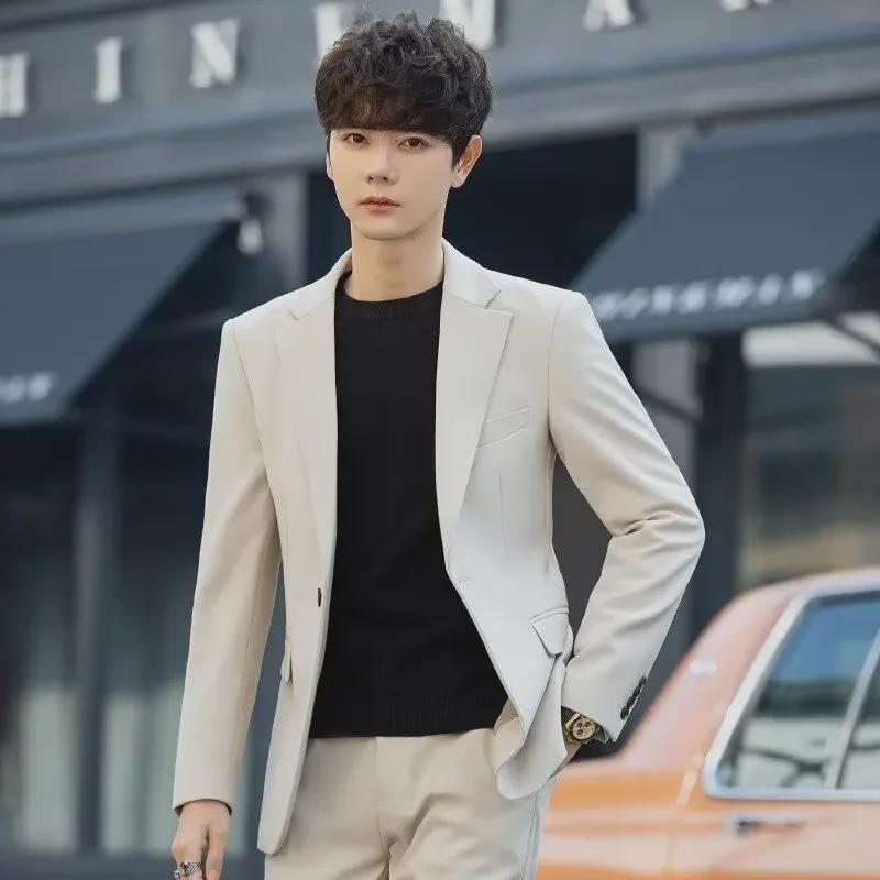 Men's Korean Slim Fit Casual Suit Jacket - Stylish Spring/Autumn Business Coat