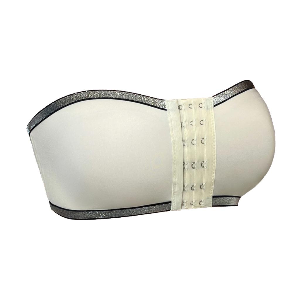 Zeriluna Ruffled Trim Wireless Bandeau Bra Summer Breathable Strapless Front-Closure Non-Slip Push-Up Beauty Back
