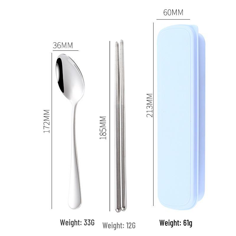 304 Stainless Steel Cutlery Set: Spoon, Fork & Chopsticks - Portable Three-Piece Set for Outdoors, Gift, or Students with Custom Logo Option