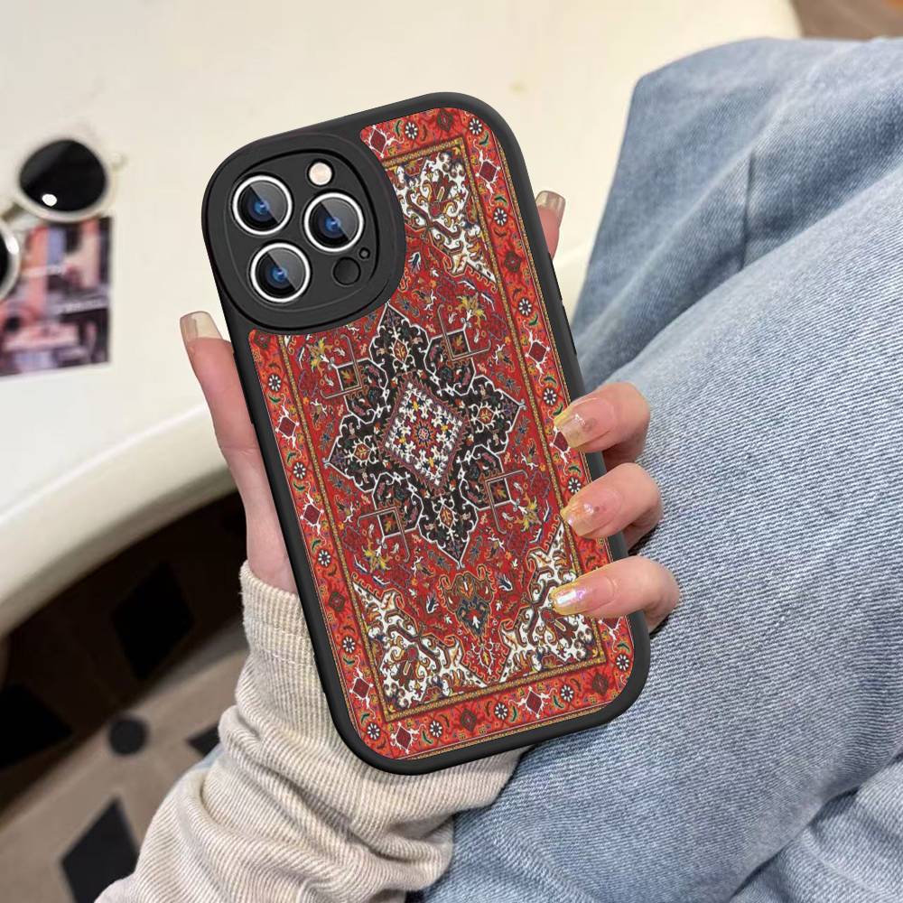 Persian Carpet Floral Pattern Phone Case For IPhone 16 15 14 13 12 11 Pro Max Plus Leather Shockproof Cover