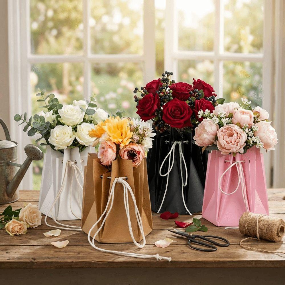 10Pcs Paper Flower Packaging Box Hand-folded Rose Bouquet Bags Flower Gift Box  Mother's Day