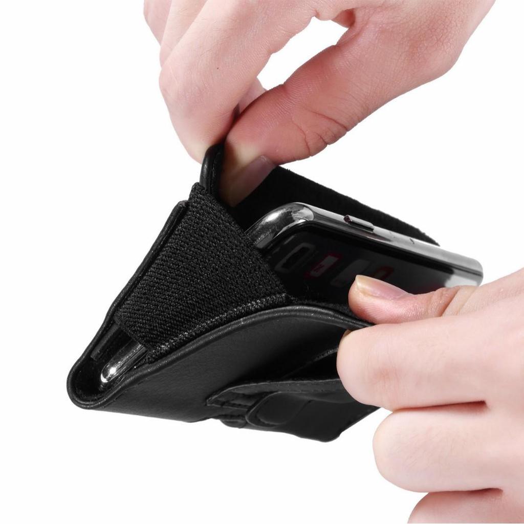 Universelle Hüfttasche aus Leder mit Litschi-Muster und Kartenfächern für 14Pro Max Telefon