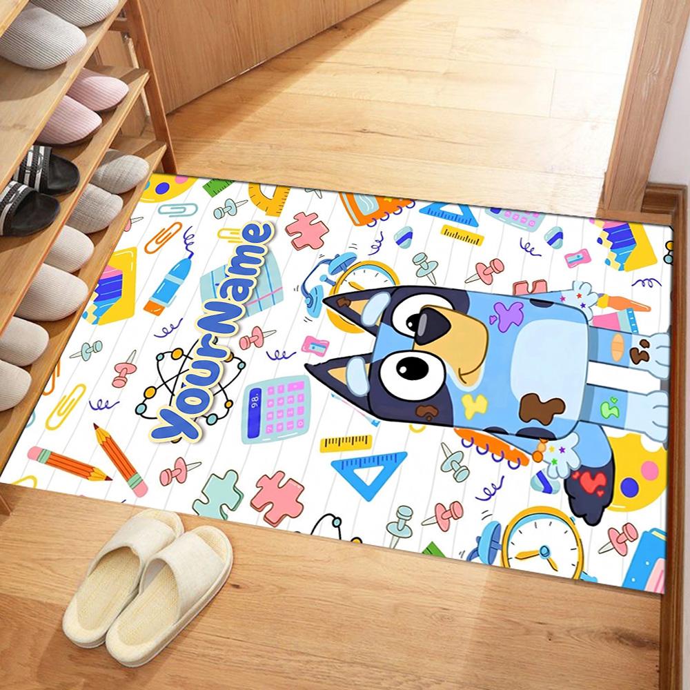 Bluey 149 Personalized Text Area Rug Design for Foyer Balcony Playrooms Dormitory Anti-slip Rug Decorate Offices Birthday/Christmas Gift