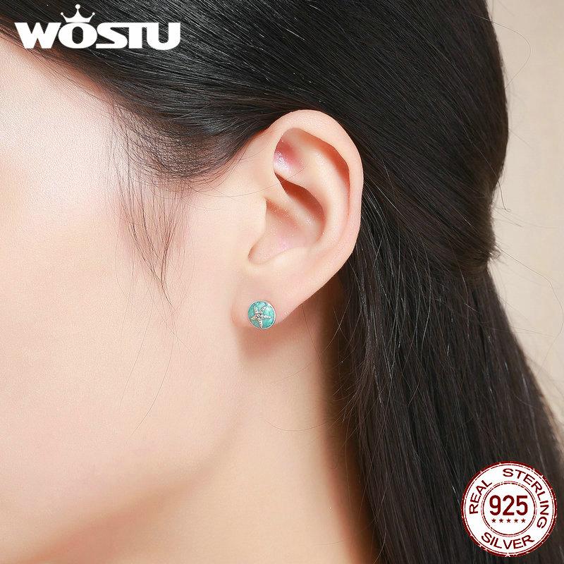 WOSTU Hot Sale 925 Sterling Silver Fantasy Starfish Round Small Stud Earrings for Women Fashion Design Earrings Jewelry CQE205