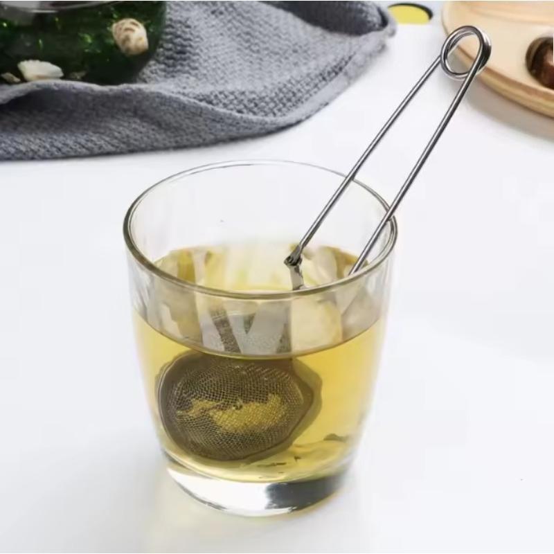 Stainless Steel Tea Infuser Ball with Silver Handle - Mesh Strainer with Press Leaf for Loose Tea & Herbs