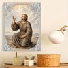 DIY 5D Pearl Bead Painting Kit with Frame Religious Saint Portrait Design Shiny Canvas Art for Bedroom Wall Decor and Gift