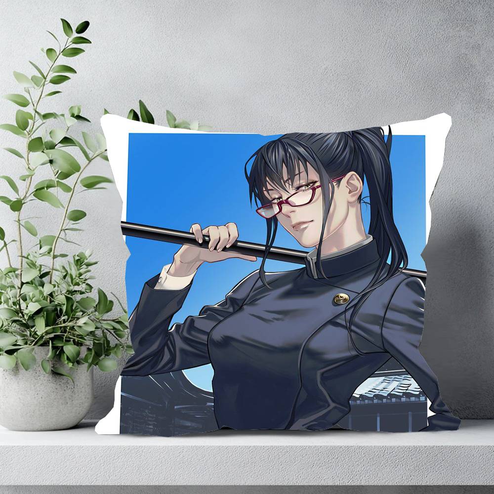 Poszewka na poduszkę Anime Zenin Maki Jujutsu Kaisen Pokrowiec na poduszkę do sofy Dekoracja pokoju Domu
