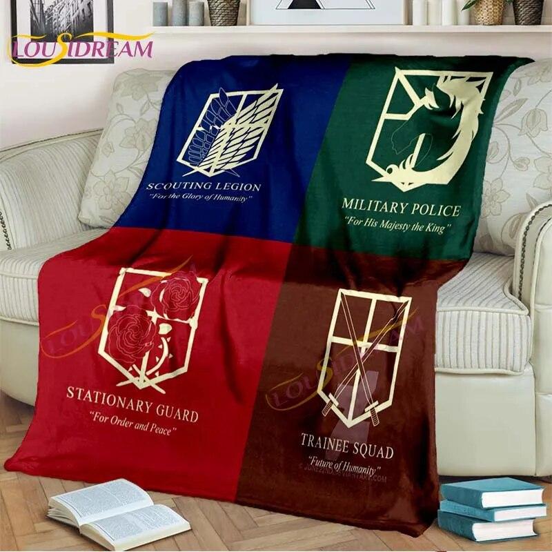 Classic Anime Blanket Attack On Titan Blanket Eren Jaeger Blanket for Bedroom Sofa Livingroom Cartoon Blanket Children's Blanket
