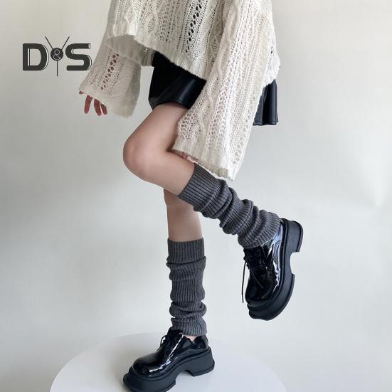 1 Paar Winter-Beinstulpen, warm, japanischer Stil, JK-Beinstulpen, Streifen, dehnbare Passform, strickende Wadensocken, für Party, Sport, Yoga, Tanz