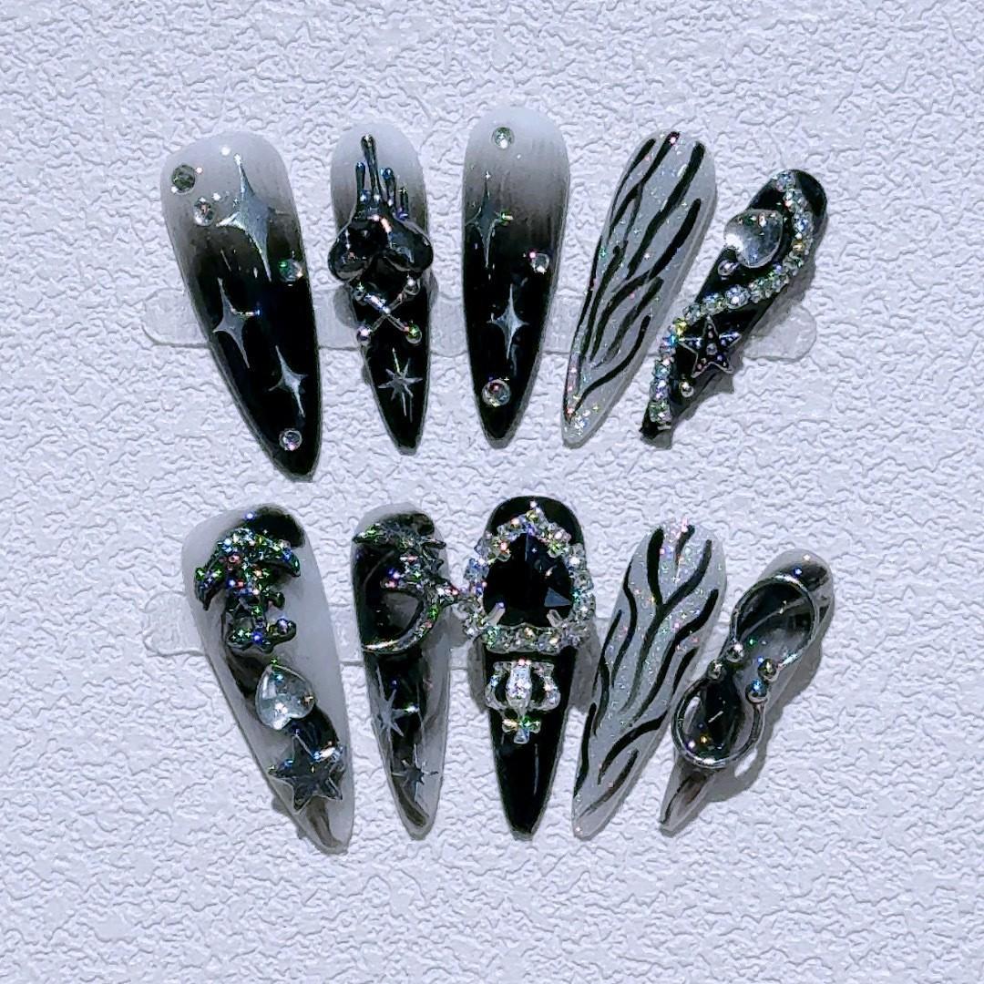 

3D алмазные наклейки для ногтей бабочки цветы ручной работы длинные ногти накладные ногти нейл-арт съемные новогодние вечерние ногти быстрый нейл-арт S small