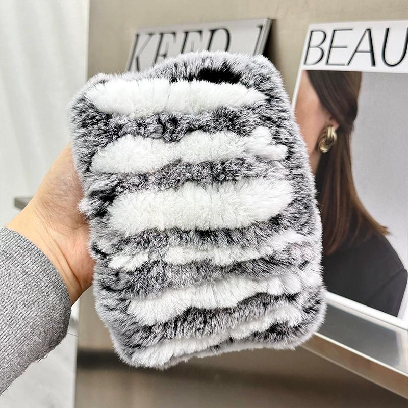 Korean Version of Cute Real Rex Rabbit Hair Neck Cover Winter Elastic Mesh Scarf Headband Versatile Plush Headgear Warm Scarf Women