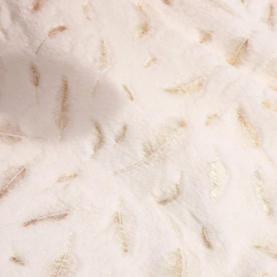 35 Inch Christmas Tree Skirt Gold Sequin Feather Snowflake Pattern White Faux Fur Tree Skirt Fluffy Plush Tree Base Mat for Holiday Home Decor
