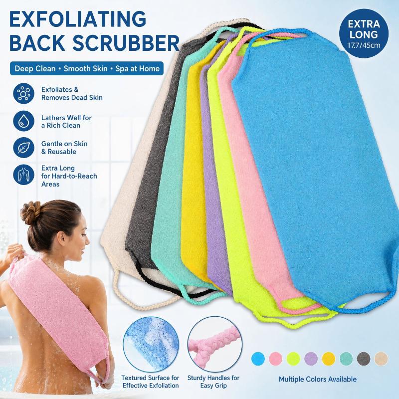 1Pc Exfoliating Bath Towel Scrubber Belt Bath Stretchable Full Body Washcloth Super Absorbent Towel Bathroom Supplies