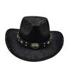 Faux-Leder Cowboyhut Steampunk Western Cowboyhut für Herren Modekette Filz Jazzhut Party Panama Hut Sombrero Hombre