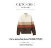 Women's Color Block Striped Lapel Sweater - Cozy Half-Zip Knit, Thick & Loose for Autumn/Winter.