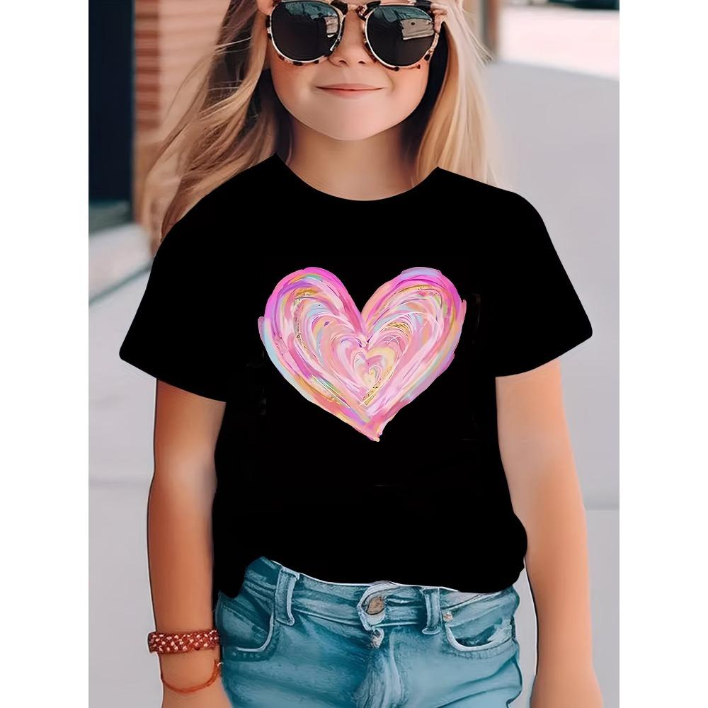 

Artistic Love Heart Colorful Design Funny T Shirts Printed Kids Children s T-shirt Boys Girls Summer Spring Casual Top Tee Shirt 110
