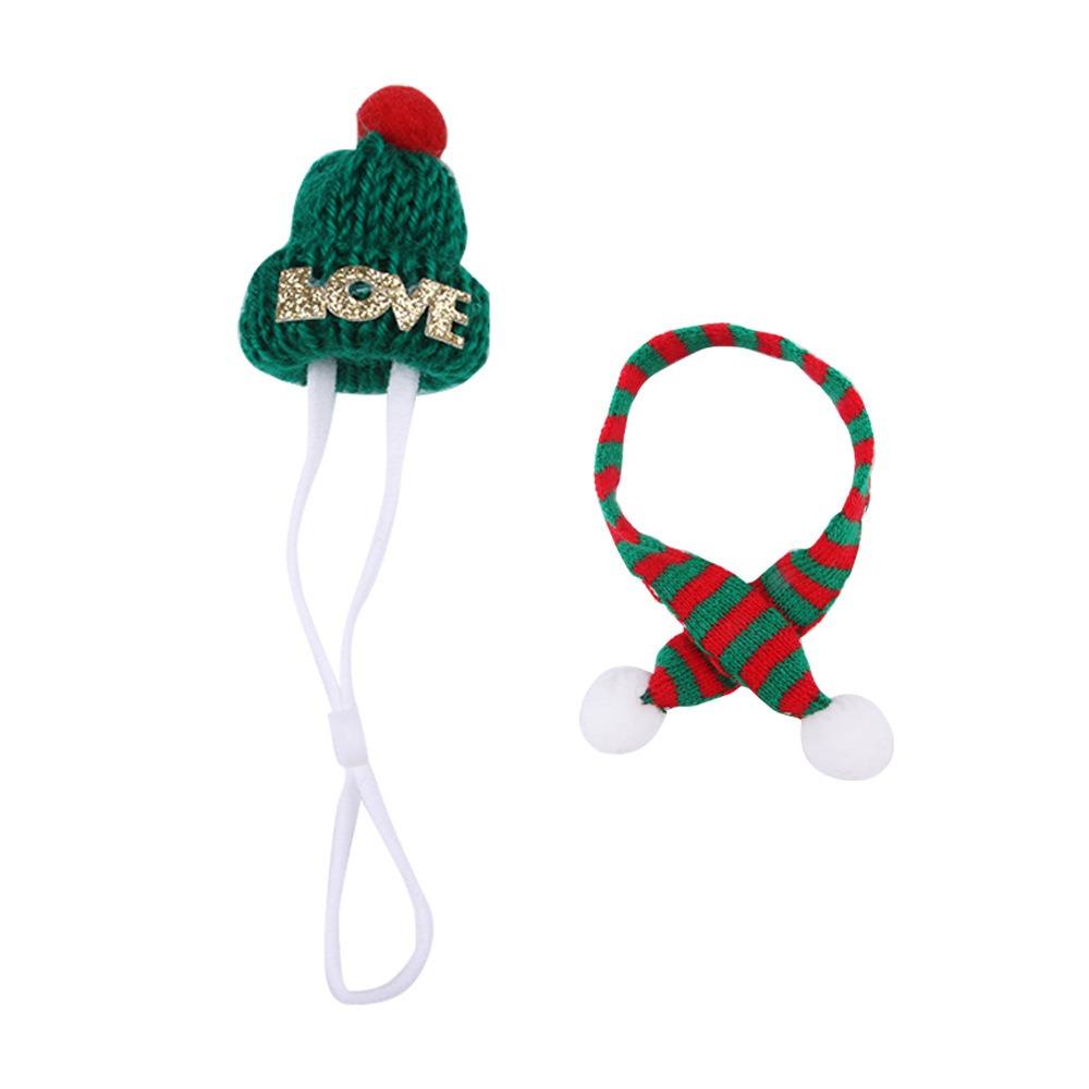 Stripes Mini Scarf Hat Ornament Toy Red and White Mini Knitting Scarf Hat  Doll Accessories