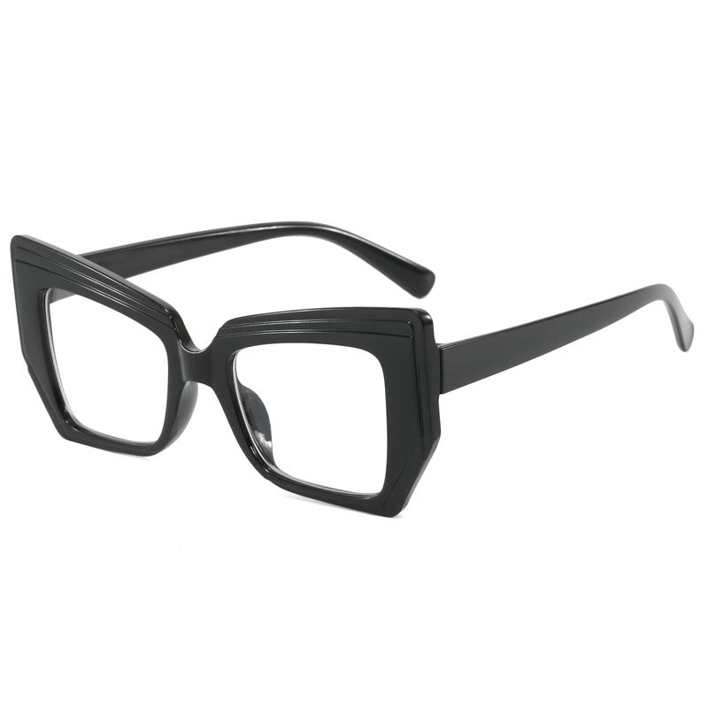 New Women Cat Eye Flat Mirror Polygonal Fashionable and Trendy Colored Glasses Anti Blue Light Decorative Eyeglass Frame