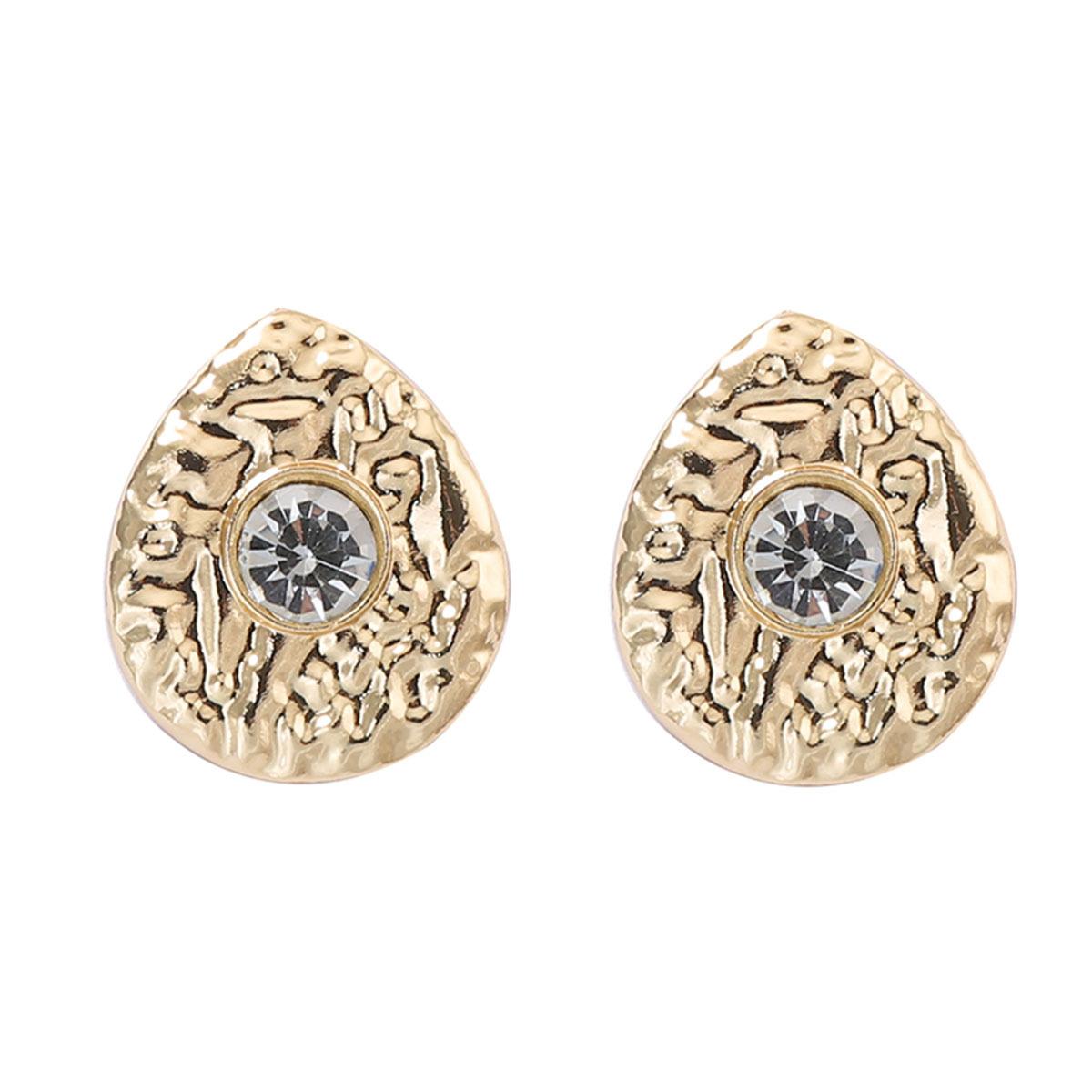 

DIGADAGU Hammer Alloy Water Drop Geometric Stud Earrings New Simple Luxury Earrings Women s Party Zircon Accessories золотистий