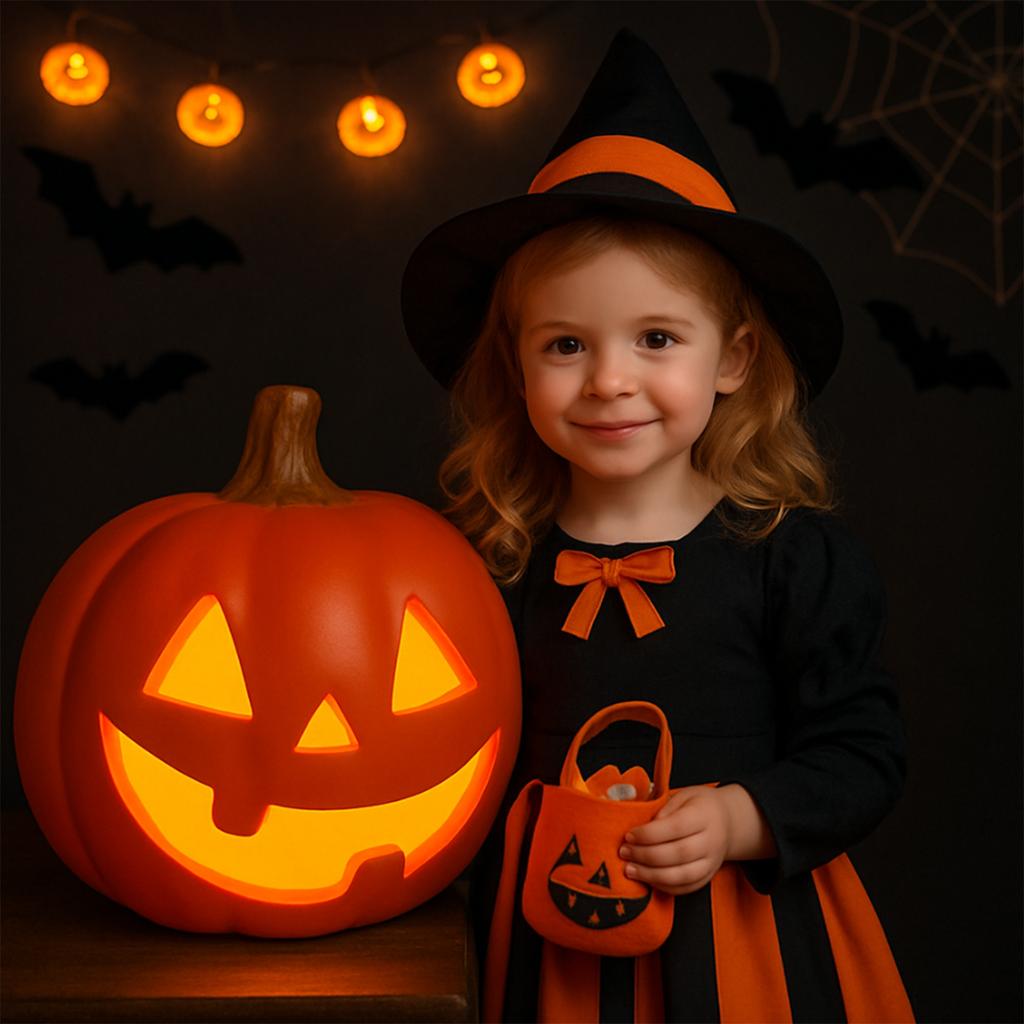 Lit Pumpkin Halloween Decorative Prop