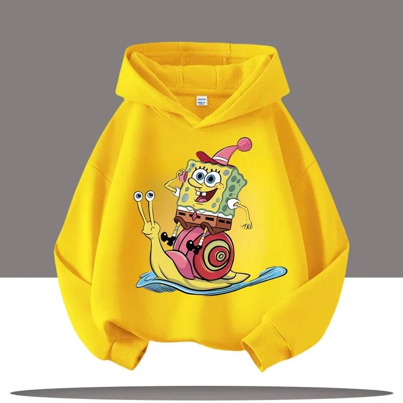 Podzim Zima Spongebob v kalhotách Tištěné Mikiny Ležérní Teplé Sportovní Dlouhý Rukáv Dětské Chlapecké a Dívčí Dětské Unisex Mikiny s Kapucí