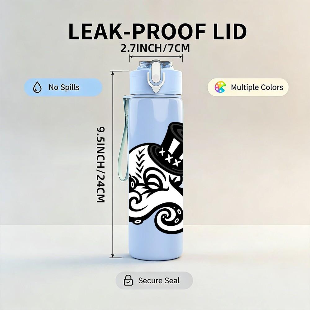 1PC Octopus Tentacle Pattern 750ml Color Plastic Sports Water Bottle Leakproof Flip Straw Lid Suitable for Sports Office Home Use