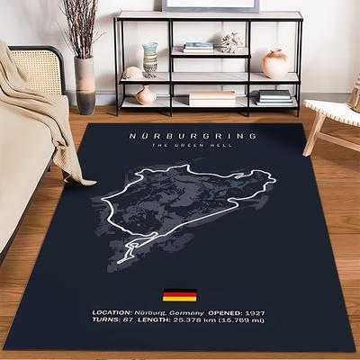 Nürburgring Race Track Map Rug Non-slip Rug Suitable for Living Room and Bedroom Sofas.