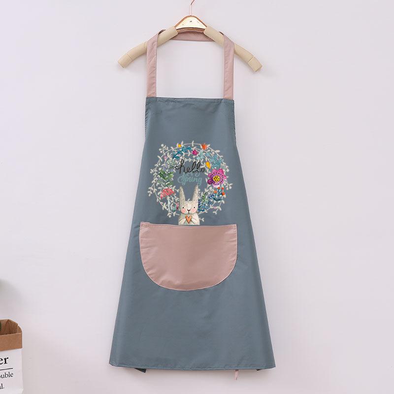 Garland Rabbit Kitchen Apron, Waterproof and Stain-resistant Coral Velvet Hand Towel Apron, Neck-hanging and Waist-encircling Apron