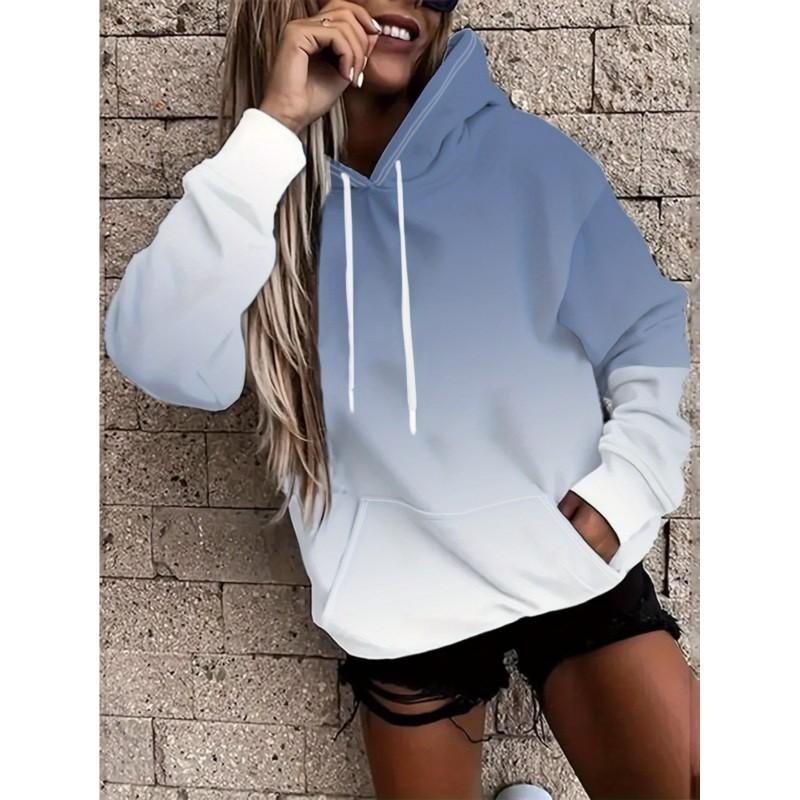 Womens Floral Print Hooded Sweatshirt Soft Comfortable Casual Pullover Daily Wear