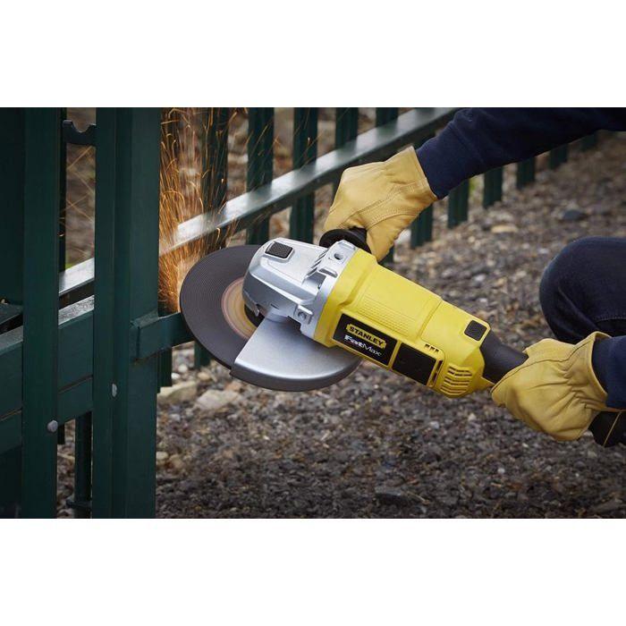 Meuleuse 230mm 2200W FME841 - STANLEY FATMAX - Poignée Latérale 3 Positions - Arbre M14 + Carter Fonte D'aluminium