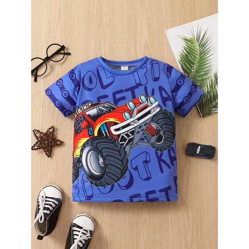 Children's Clothing Boys Tshirt Short Sleeve Girl T-Shirt 3D Cartoon Truck Print Kids Summer Clothes Children's Boy's Clothing
