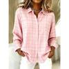 Fashionable Striped Vintage-Style Women's Long-Sleeve Shirt Comfortable And Breathable Collared Shirt Casual Everyday Wear Top