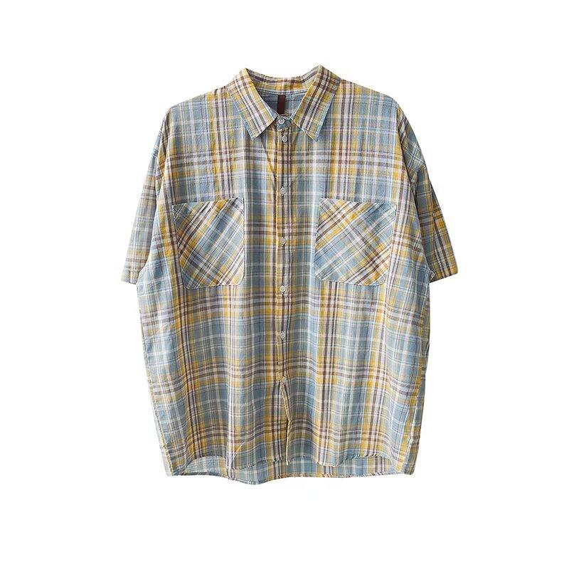 

Рубашка в клетку в стиле ретро для женщин на весну и осень, тонкий стиль, свободный летний дизайн, рубашка с длинными рукавами Niche, верхняя одежда, рубашка Inch 2XL жёлтый