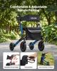 Rollator Walker with Seat for Seniors, Ultra Compact 3-Fold Rolling Walker, Lightweight Aluminum Mobility Walking Aid with PU Solid Wheels, Adjustable