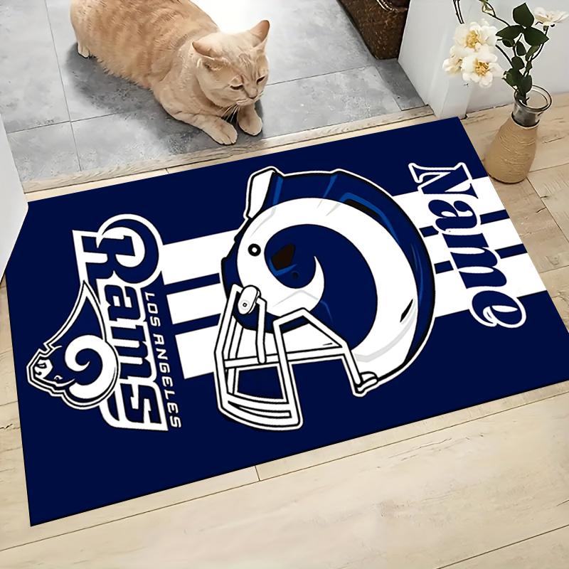 Custom Name Rams Helmet Print Carpet Rug Customizable Soft Washable Anti-Slip Home Living Room Sofa Mats Personalized Rug. 0909421
